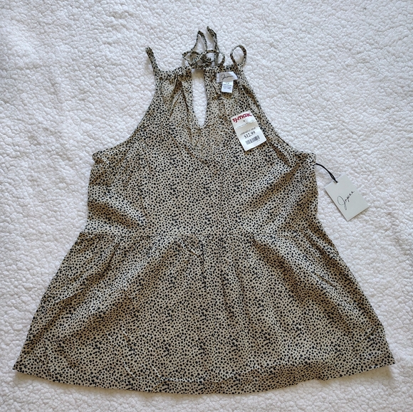 *5 for $25*NWT Japna Women's Med Cheetah Print Spaghetti Strap Halter Peplum Top - Picture 5 of 15